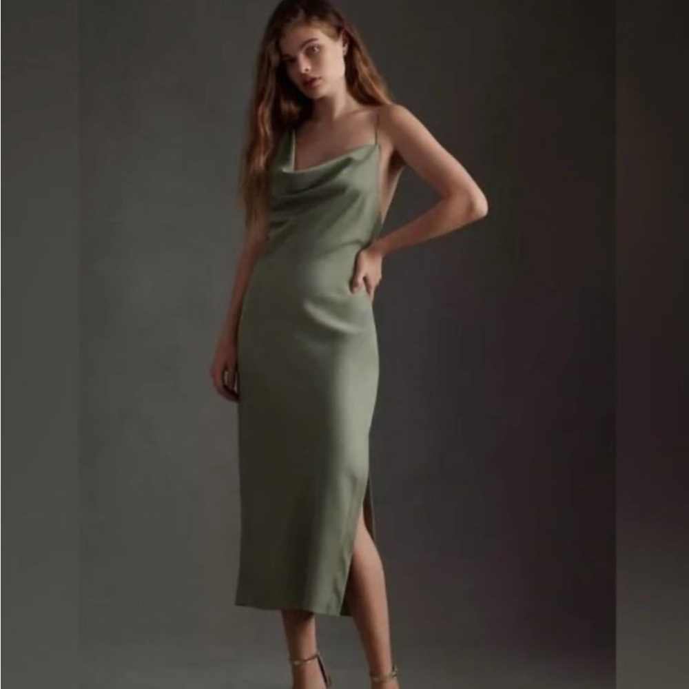 BHLDN August Satin Charmeuse Midi Dress by Anthropologie Size 4